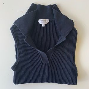 MaxMara Black Collared Ribbed Tank